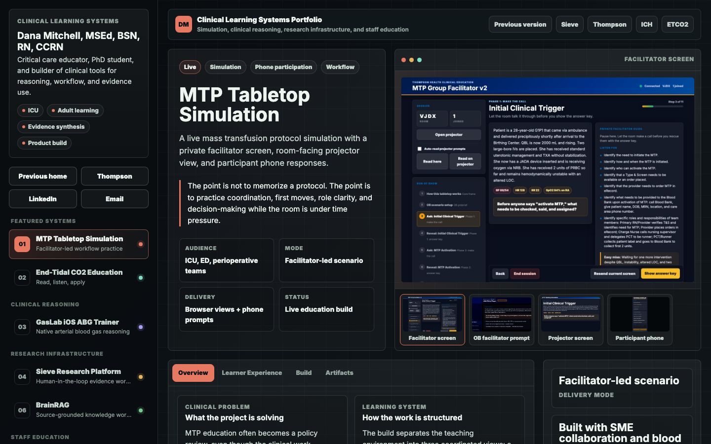 Clinical learning systems dashboard preview